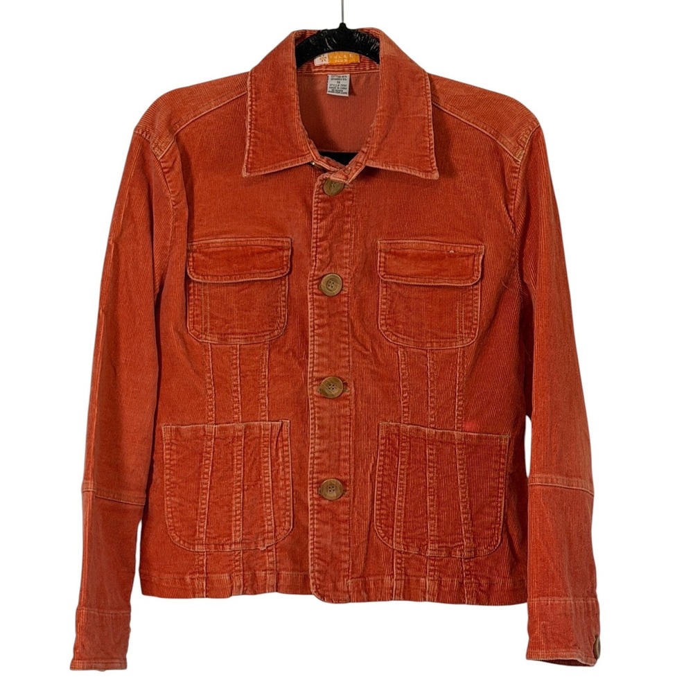 Tulle Plus Jacket Womens 1X Rust Corduroy Utility Chore 4 Pocket Boho